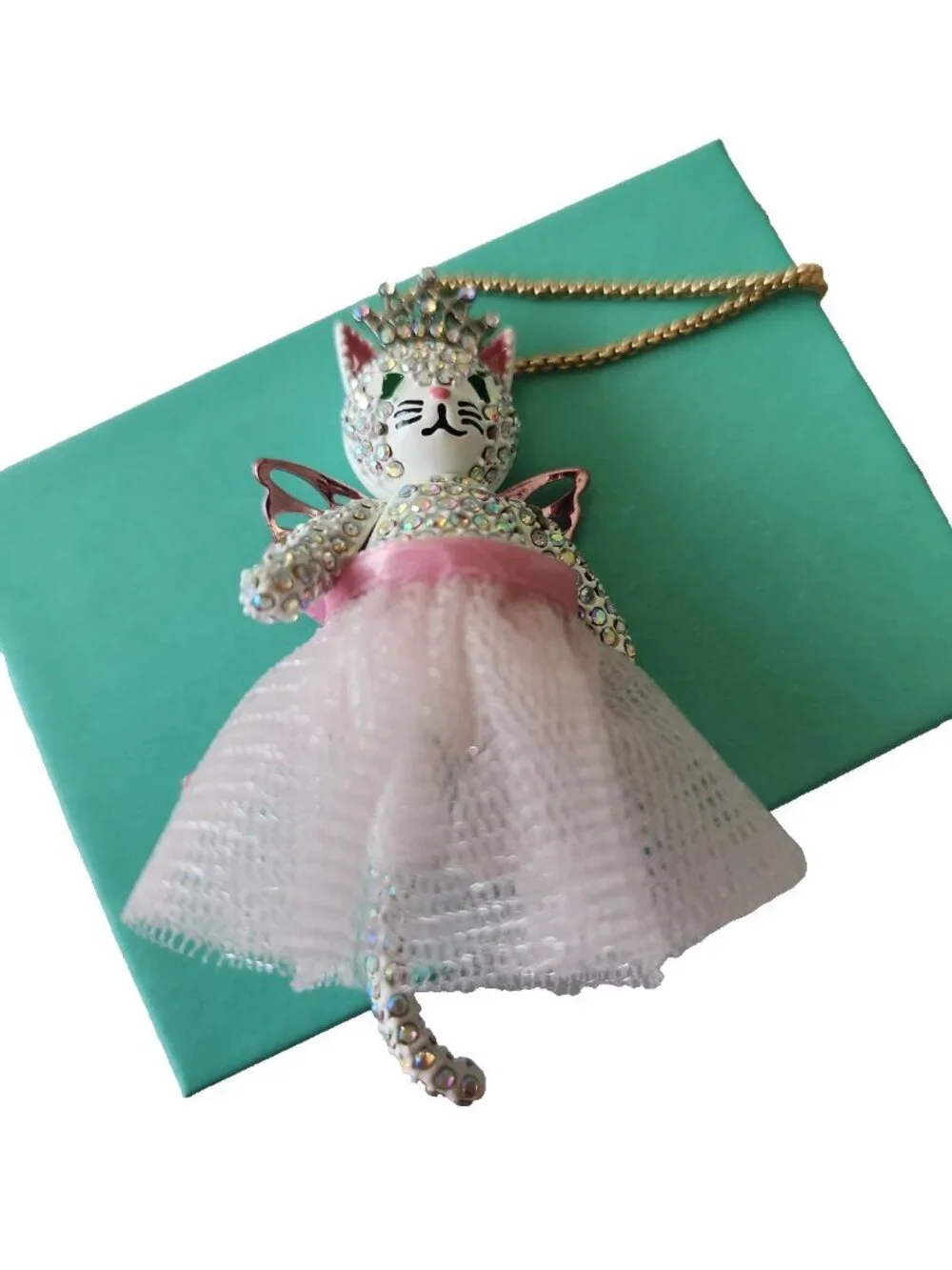 Betsey Johnson Cat Ballerina Pendant Necklace Fairy NEW NWT